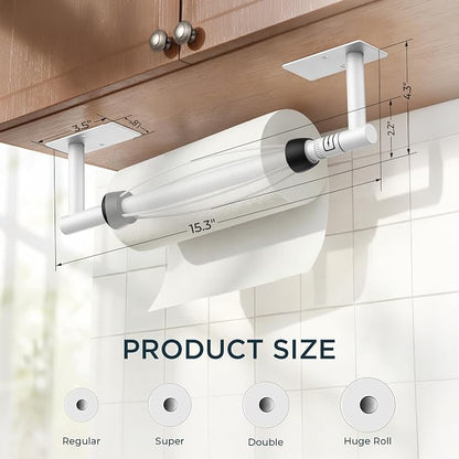 FORIOUS Paper Towel Holder Under Cabinet, Single Hand Operable - Image 6