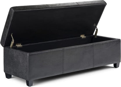 SIMPLIHOME Avalon 48 inch Wide Contemporary Rectangle Storage Ottoman Bench in - Image 3