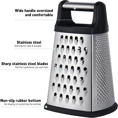 Kaishun Professional Cheese Grater, 4-Sided Stainless Steel Box Grater - Image 2