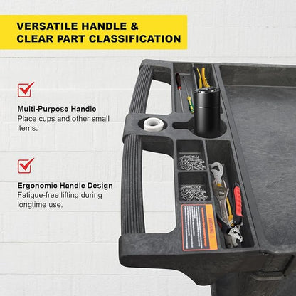 Utility Service Cart, 2-Shelf 500LBS Heavy Duty Plastic Rolling Utility Cart - Image 7