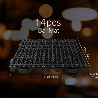 Tioncy 14 Pcs Bar Countertop Supplies Interlocking Mats 12 x 12 Inch Rubber - Image 2