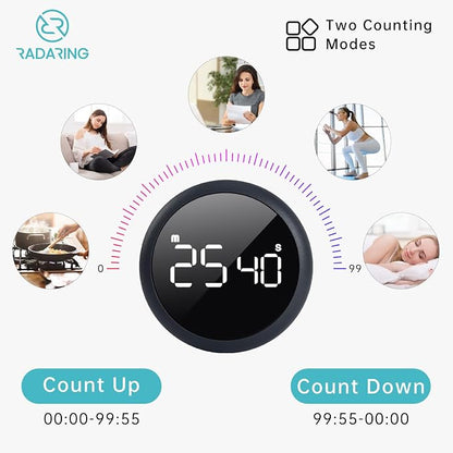 Stell Gray Quick Que Kitchen Timers, Visual timers Large LED Display Magnetic - Image 5