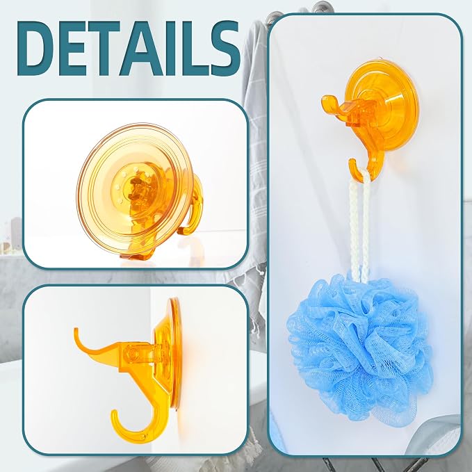 Suction Cup Hooks, 5 Pack Wreath Door Hanger, Removable Small Suction Cups - Image 2