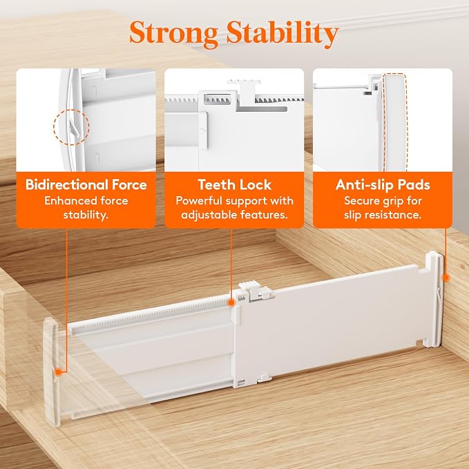 Lifewit 4" Tall 5 Pack Drawer Dividers, 27-42cm/10.5-16.5" Expandable Drawer - Image 5