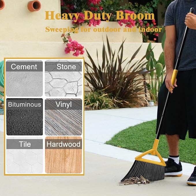 Outdoor Indoor Broom Heavy Duty, 4 Pack Commercial Angle Broom, Ideal of House - Image 8