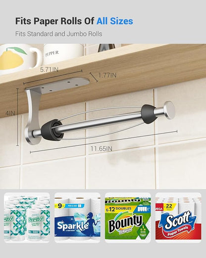 Paper Towel Holder Under Cabinet, One-Handed Tear, Wall Mount, Paper Roll Holder - Image 4