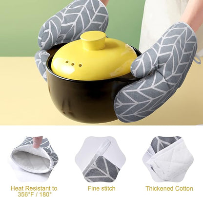 AUAUY Oven Mitts and Pot Holders 6PCS Set, 392°F Heat Resistant Cooking Gloves - Image 3