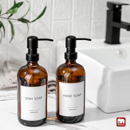 GMISUN Amber Glass Soap Dispenser, 4 Pack Bathroom Hand Soap Dispensers - Image 5