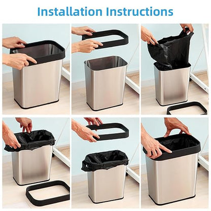 3 Pack Stainless Steel Trash Can 3 Gallon, Open Top Trash Can, Rectangle - Image 8