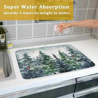 Winter Pine Tree Dish Drying Mat - Image 7