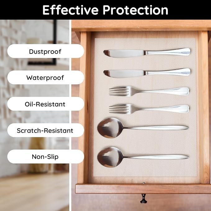 Kitchen Cabinet Liners for Shelves, 17.7" W x 197" L x 0.02" T, Non Adhesive - Image 5