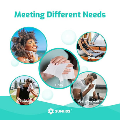 SUNKISS Trustplus Wet Wipes for Adult No Rinse, Extra Large 8”x12” Body - Image 5