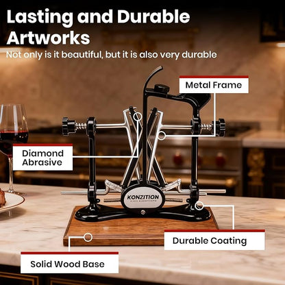 Premium Knife Sharpener with Wooden Base Ideal - Image 5
