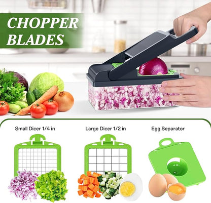 HomeHacks Vegetable Chopper Vegetable Cutter, 12 in 1 Kitchen Gadget, Onion - Image 2