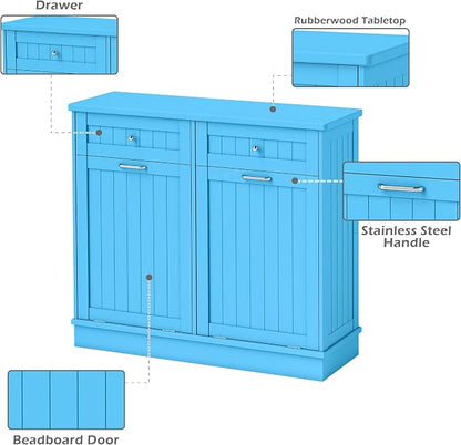 Betterhood Tilt Out Trash Cabinet 10 Gallon Wooden Free Standing Laundry Sorter - Image 5