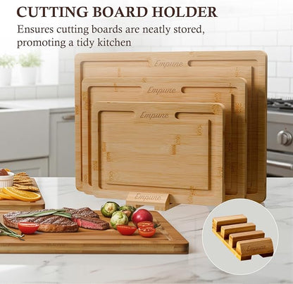 Empune Bamboo Cutting Board Set, Wood Cutting Boards - Image 5