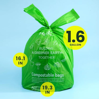 1.6 Gallon Compostable Food Scrap Bags Handle Tie - Image 3
