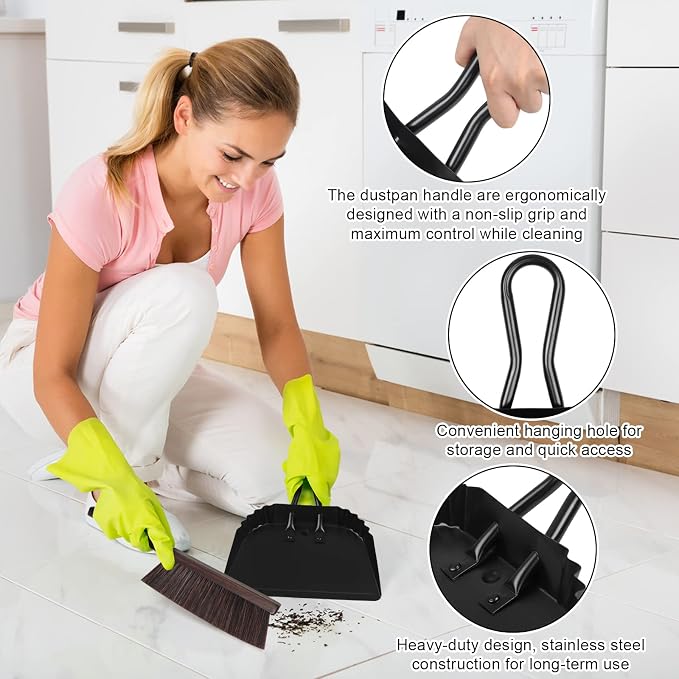 Heavy Duty Black Metal Dust Pan -Handheld Dustpan - Image 3
