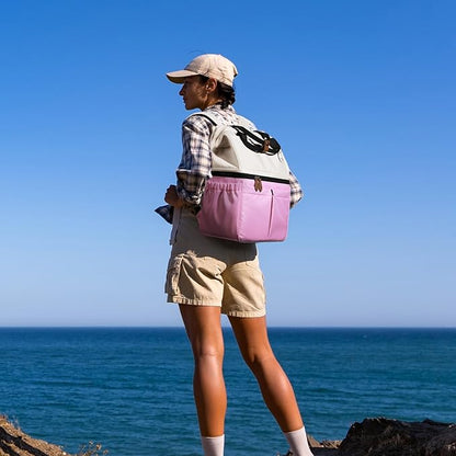 Maelstrom Cooler Backpack, 36 Cans Insulated Backpack Cooler, Soft Leakproof Double Deck Cooler Bag, Lightweight Lunch Backpack for Men & Women,Perfect for Beach Travel, Camping & Work-Beige Pink