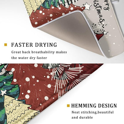 Christmas Trees Dish Drying Mat Winter Holiday Kitchen Dishes Pad 18x24 Inch - Image 3
