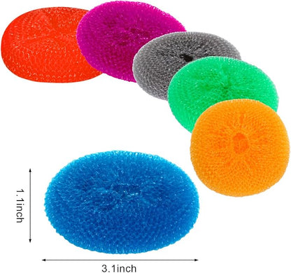Blulu Plastic Dish Scrubbers for Dishes Pot Round Nylon Pad, Mesh Scouring Non - Image 2