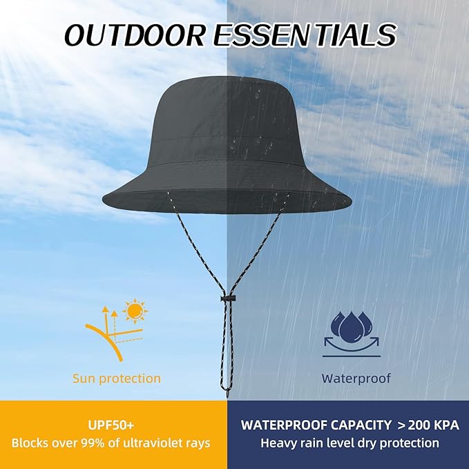 Durio Waterproof Bucket Hats for Woman UPF 50+ Sun Hat UV Protection Packable Rain Hats for Women Lightweight Hiking Hat