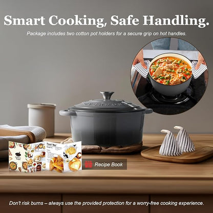 Overmont Enameled Cast Iron Dutch Oven - 7QT Pot - Heavy-Duty Cookware - Image 6