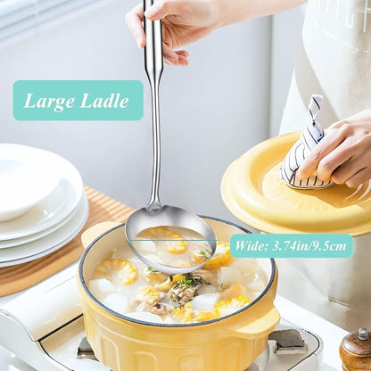 Soup Ladle, Metal 316 Stainless Steel Kitchen Ladles Spoon, Large Cooking Ladel - Image 6