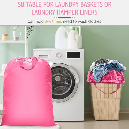 Extra Large Heavy Duty Laundry Bag - 28" x 40", Travel Laundry Bag for Dirty Clothes (Pink)