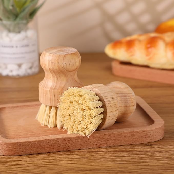 Nuenen 50 Packs Bamboo Dish Scrub Brushes Wooden Scrubbers Set Kitchen - Image 2