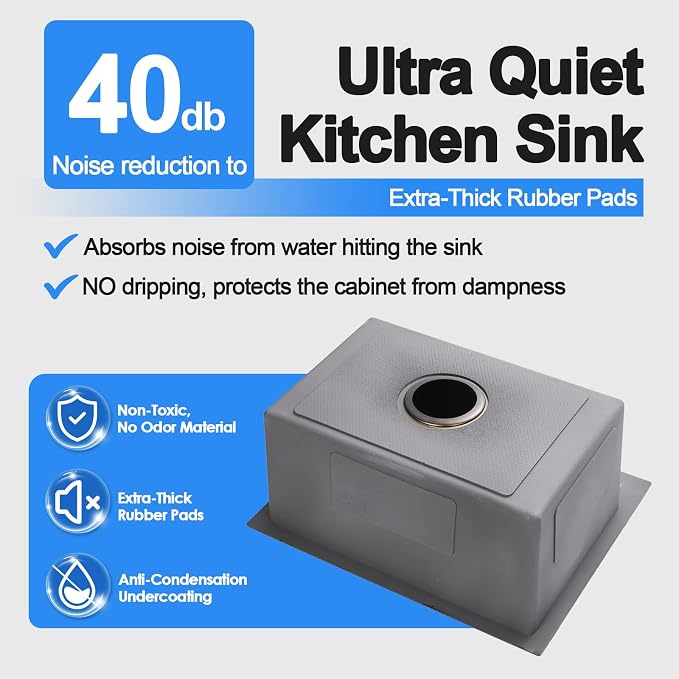 25x18x9 Inch Drop in Kitchen Sink, Handmade 304 Black Stainless Steel Single - Image 6