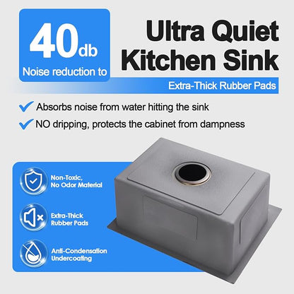 25x18x9 Inch Drop in Kitchen Sink, Handmade 304 Black Stainless Steel Single - Image 6