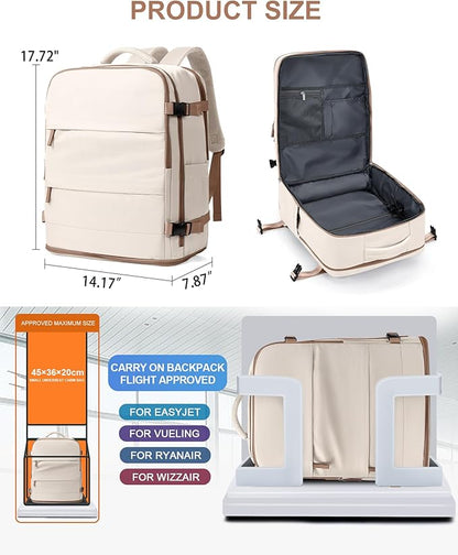 coowoz Travel Backpack Carry On for Women Man Gym Backpacks with Laptop Compartment Mochila de Viaje Teacher Personal Item Backpack Rucksack Airplane Accessories Must Haves Beige Brown