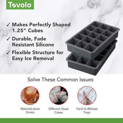 Tovolo Silicone Ice Cube Tray Charcoal Gray Pack of 2 BPA Free Ice Tray Mold - Image 3