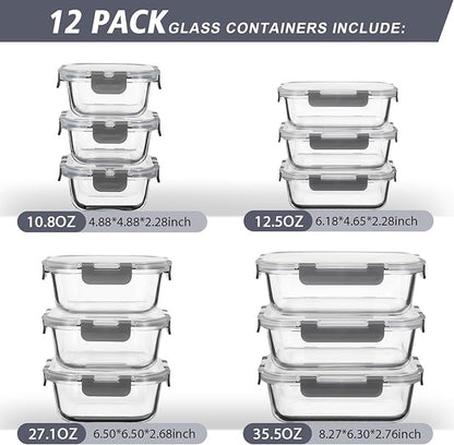 AILTEC 12 Pack Glass Food Storage Containers - Image 3