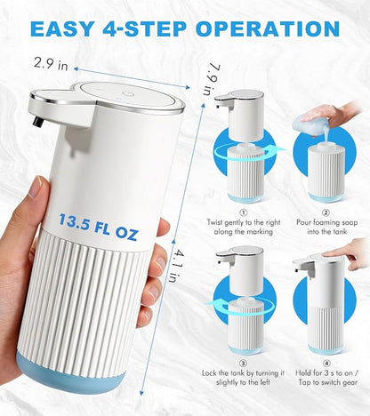 RYTOXILO Automatic Foaming Soap Dispenser, 2 Pack White Touchless Foam Hand - Image 2