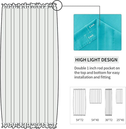 DWCN French Door Curtains – Rod Pocket Thermal Blackout Curtain - Image 3