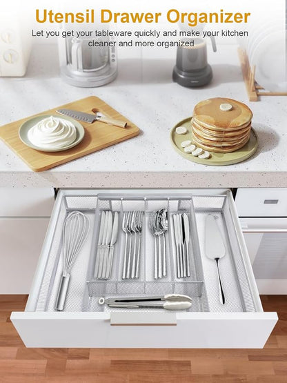 Silverware Organizer Metal Mesh, Drawer Organizer, Utensil Cutlery Tray - Image 4