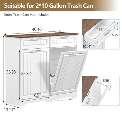 Double 10 Gallon Tilt Out Trash Can Cabinet - Image 6