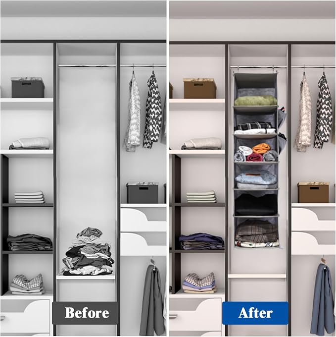 4-Shelf Hanging Closet Organizer and Storage, Collapsible Hanging Shelves - Image 5
