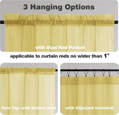 Chyhomenyc Mustard Yellow Sheer Curtains 84 Inch Length 2 Panels, Light - Image 5