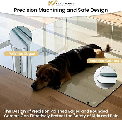 48"x31" Tempered Glass Chair Mat, Heavy Duty Glass Office Floor Mat - Image 6