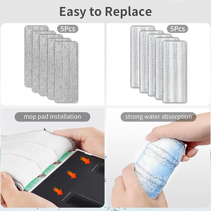 10Pcs Joymoop Mop Replacement Pads, 15 * 4.9'' Universal Mop Pads Mop Head - Image 4
