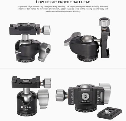 Leofoto Professional Camera Tripod, 45" Compact Carbon Fiber Tripod for DSLR Video Camcorder, 4 Leg Sections, 360° Ball Head, Max Load 6KG/13Lb (LS-224CX+LH-25)