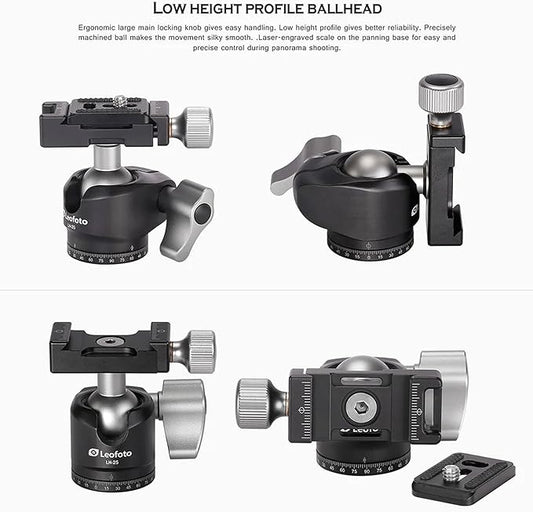 Leofoto Professional Camera Tripod, 45" Compact Carbon Fiber Tripod for DSLR Video Camcorder, 4 Leg Sections, 360° Ball Head, Max Load 6KG/13Lb (LS-224CX+LH-25)