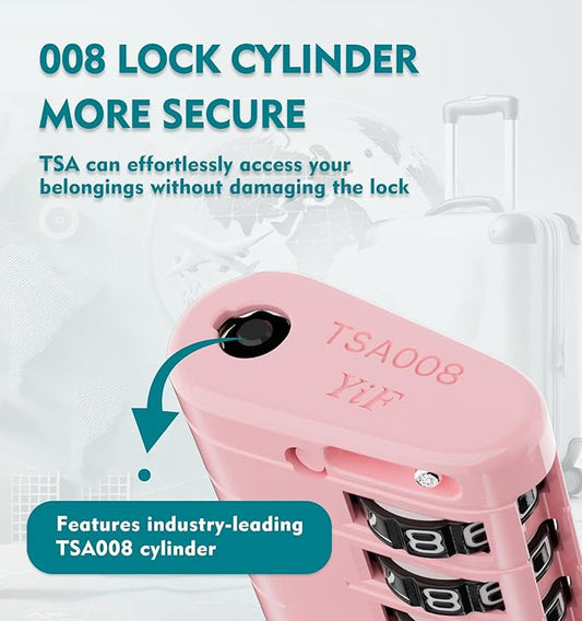 ANVIL 4 Digit Luggage Locks, TSA Locks for Luggage, Advanced TSA008 core, Alert Indicator for Your Travel Lock, Suitcase Lock.(4, Pink)