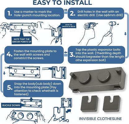 Retractable Clothesline Indoor Outside Heavy-Duty, Upgrade 304 Double Stainless - Image 7