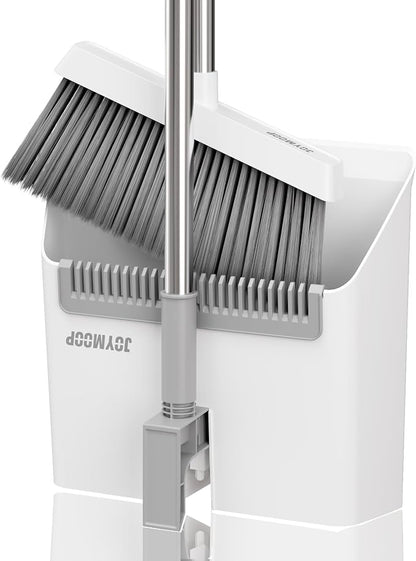 JOYMOOP White Broom and Dustpan Set, Upright Angle Design by JOYMOOP