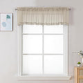 Chyhomenyc Sheer Taupe Valances for Windows 2 Pack, Small Window Curtains for Living Room Bathroom Laundry Basement, Modern Rod Pocket Voile Curtains, 42Wx14L inches