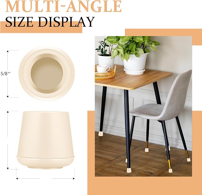 5/8" Round Rubber Chair Leg Tips Caps, Chair Leg Floor Protectors, Non-Slip - Image 2